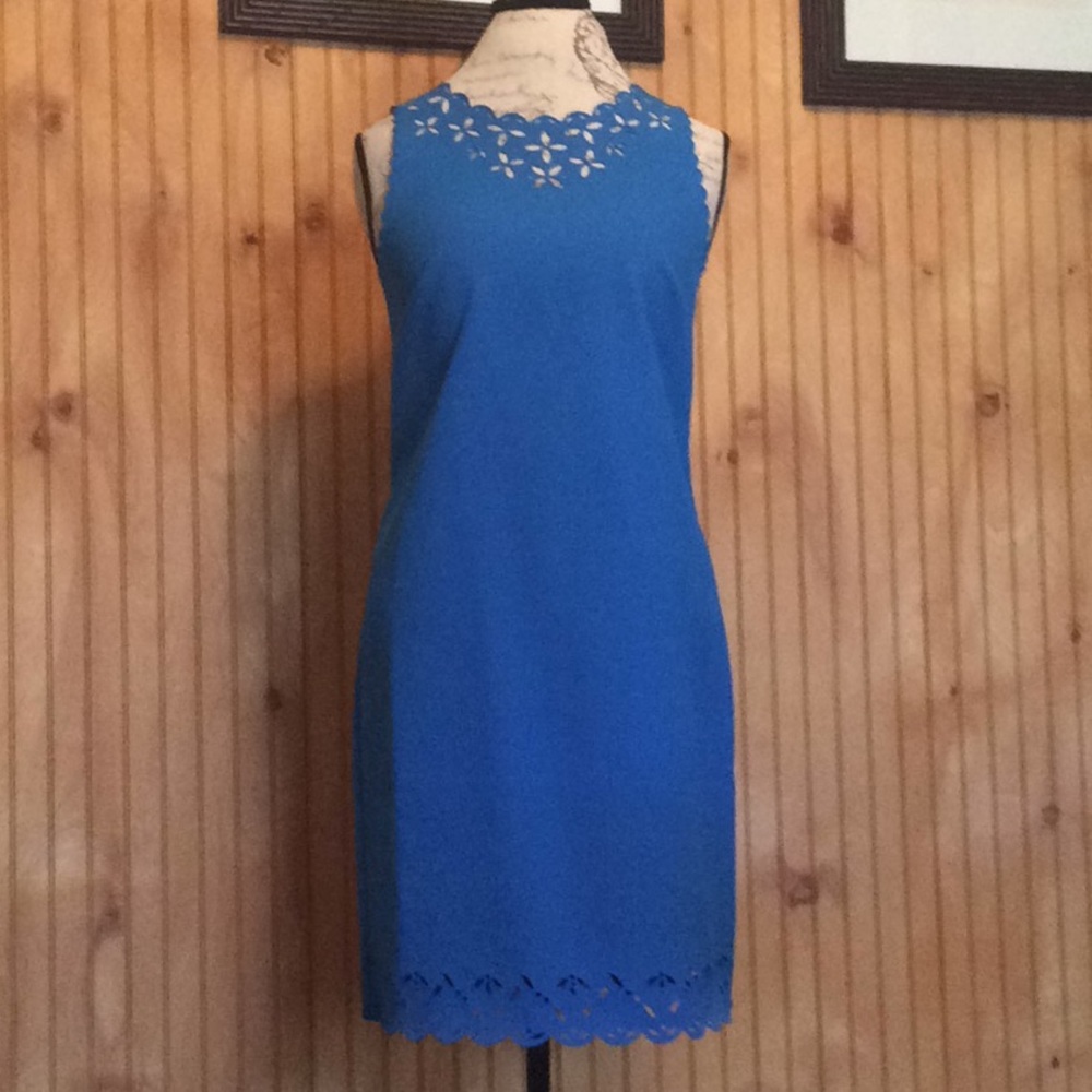 J. Crew Laser-cut Floral dress in blue siz… - Picture 2 of 8
